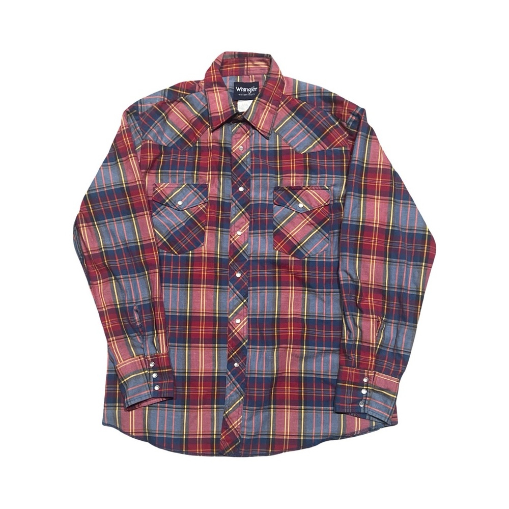 WRANGLER Western Pearl Snap Plaid Dress Shirt Size Large